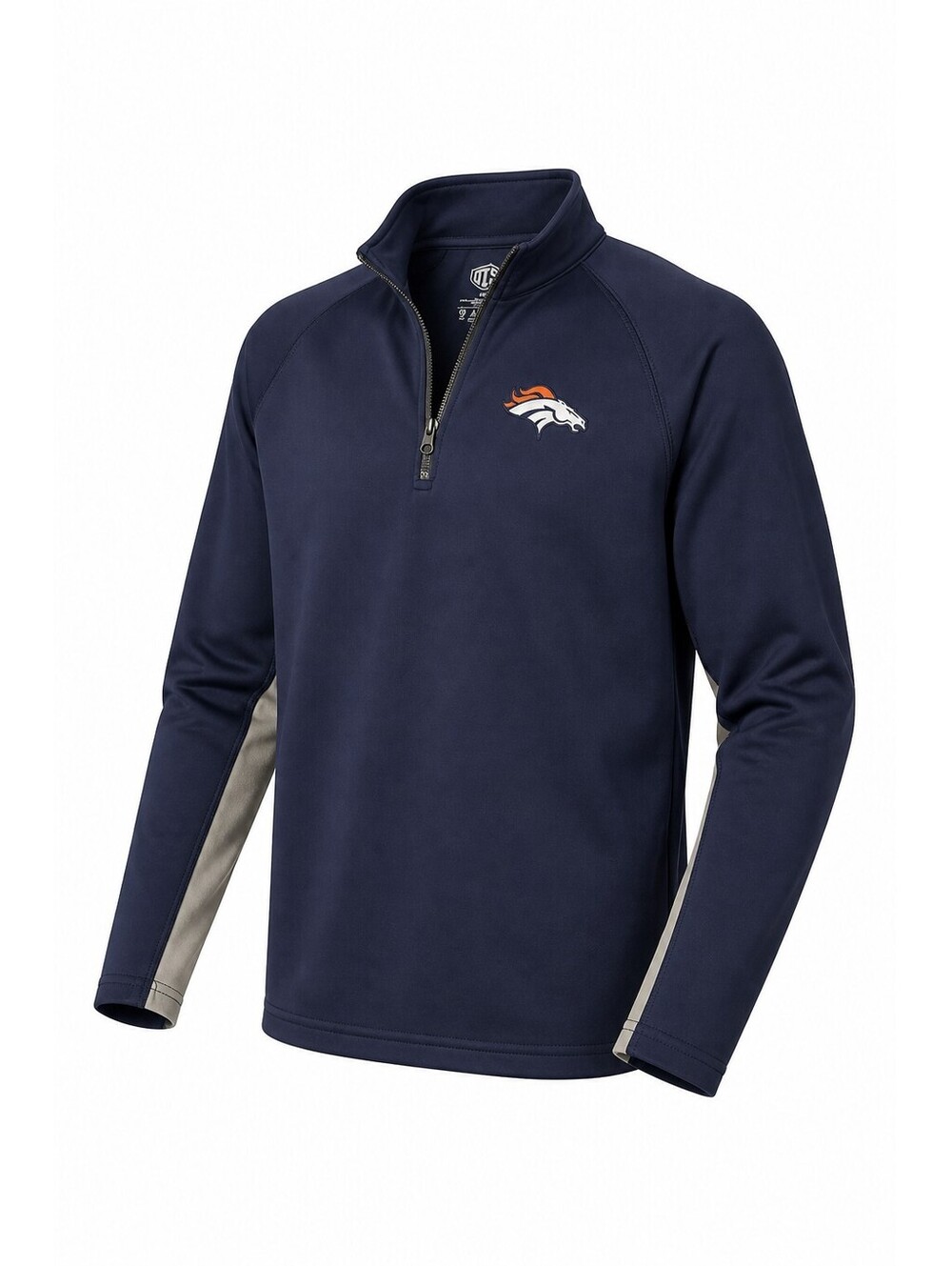 DTS Denver Broncos Quarter‑Zip Pullover Navy/Gray – Men’s Medium